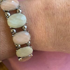 Elegant Silver and Pink Bracelet